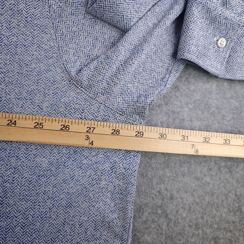 Tommy Bahama San Lucio Stretch Shirt Mens 2XB Blue Herringbone Long Sleeve - Picture 7 of 12